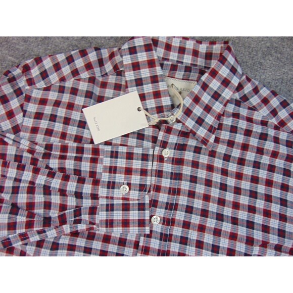 Billy Reid Shirt Mens Small Full Cut Red Black Plaid - Picture 1 of 7
